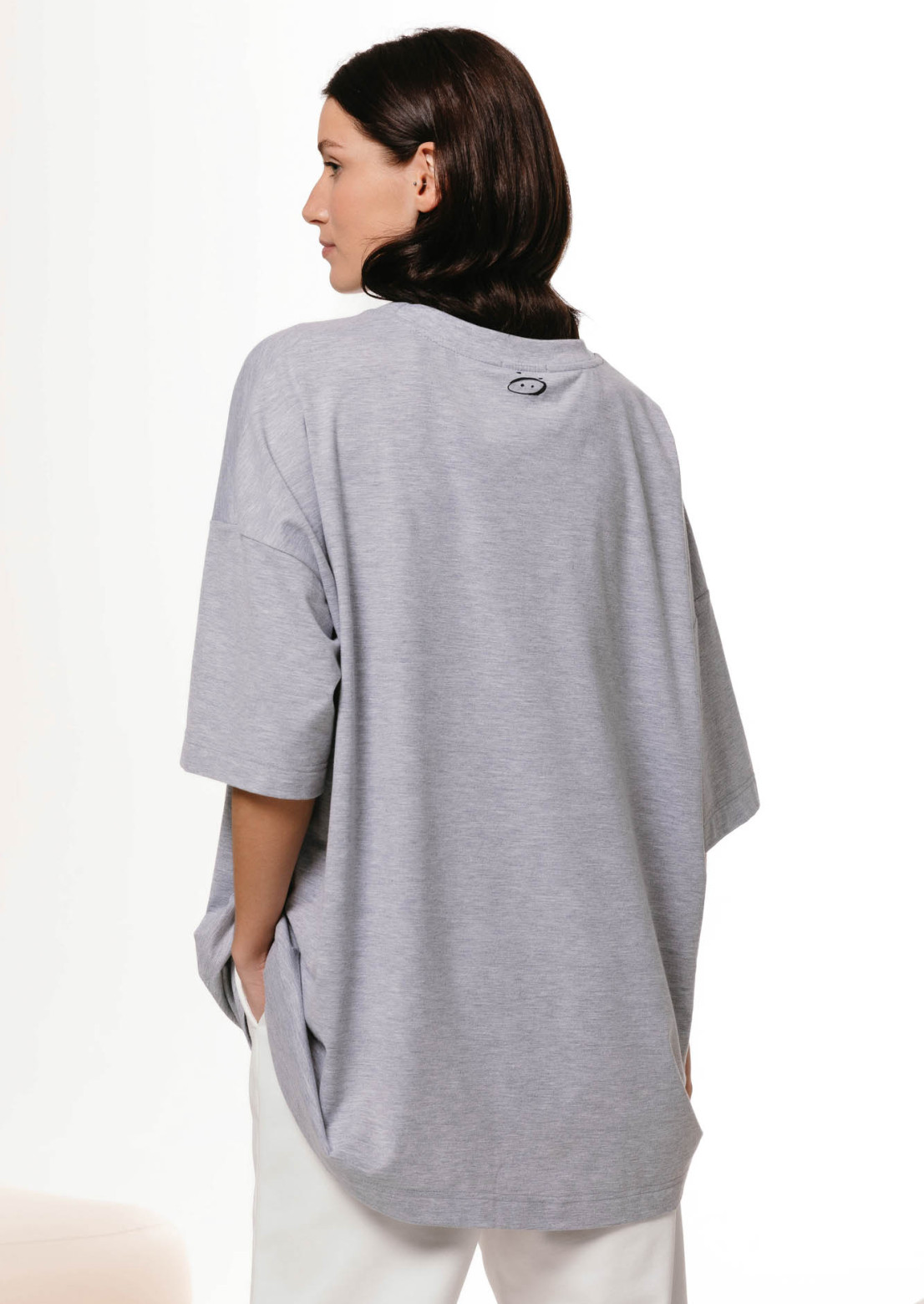 Grey melange color unisex mega oversize T-shirt